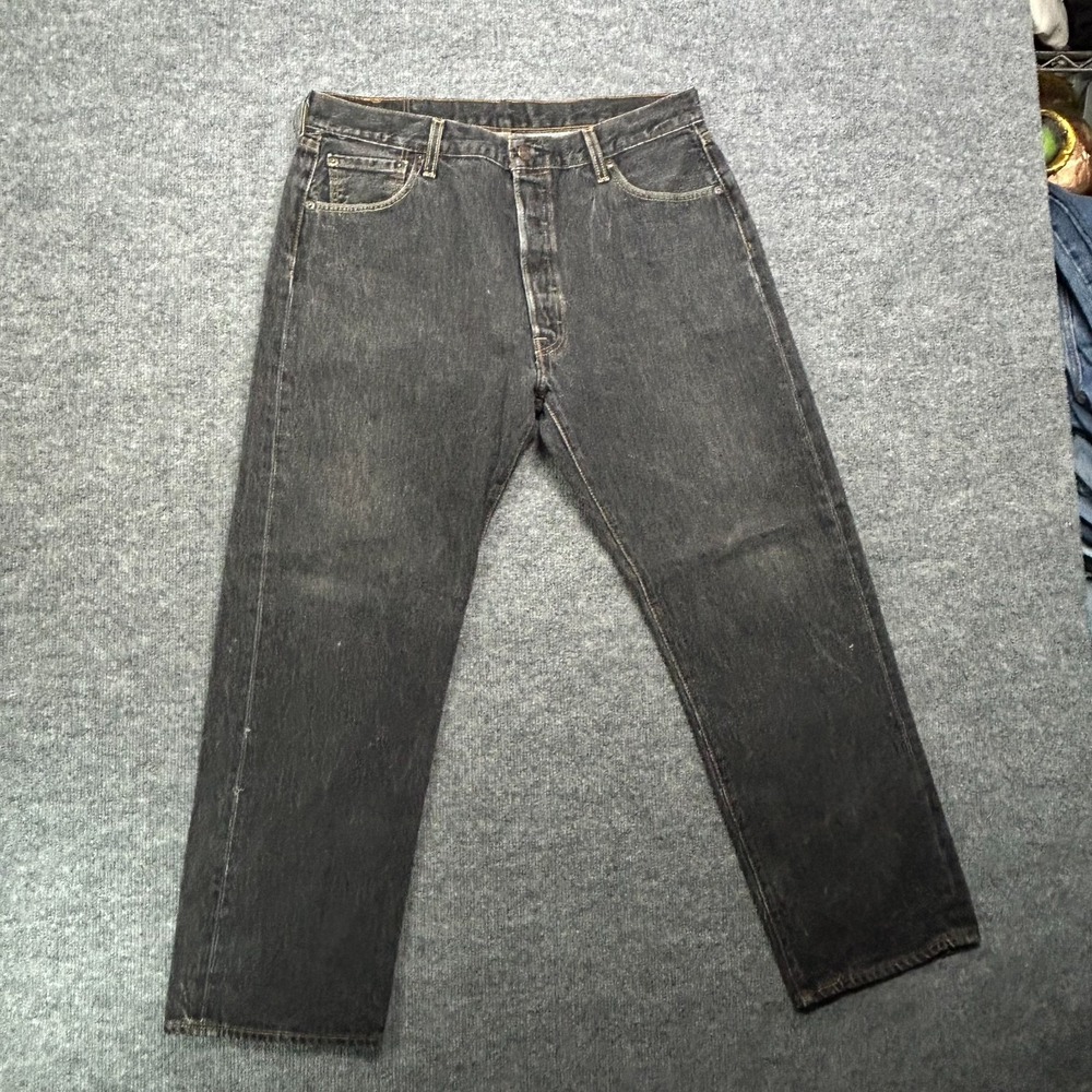 Levi's 501 Original Fit Straight Leg Jeans Men's Black Denim Button Fly - 35X29